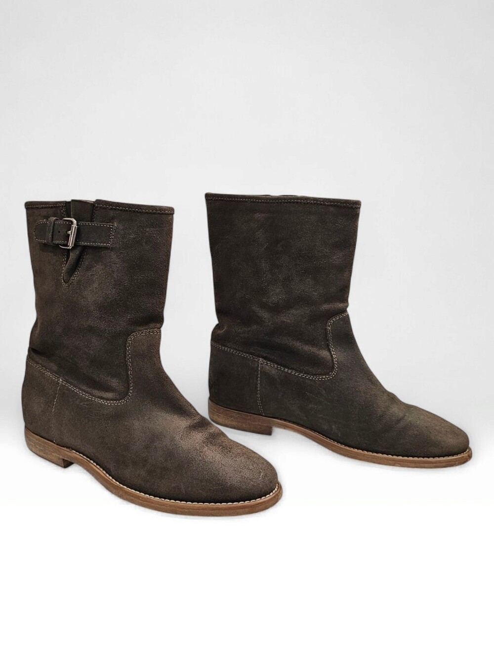 J. CREW Women Brown Suede Pull On Mid Calf Boots 7M
